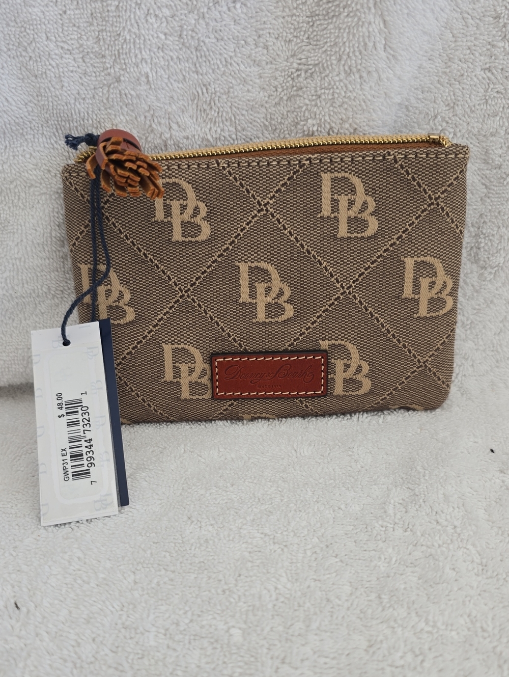 Dooney & Bourke Tan/Brown Signature Logo Zip Pouch